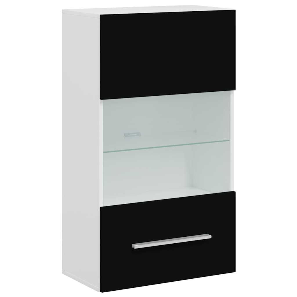 Armários de parede para TV com luz LED preto, 5 pcs