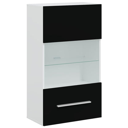 Armários de parede para TV com luz LED preto, 5 pcs