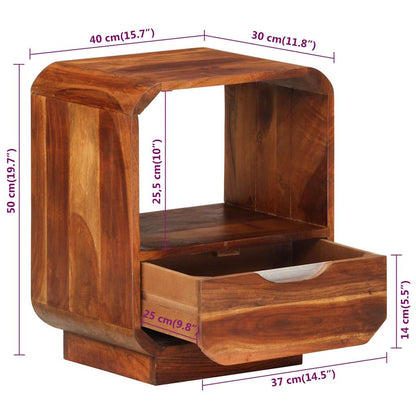 Mesa cabeceira c/ gaveta madeira acácia maciça 40x30x50 cm