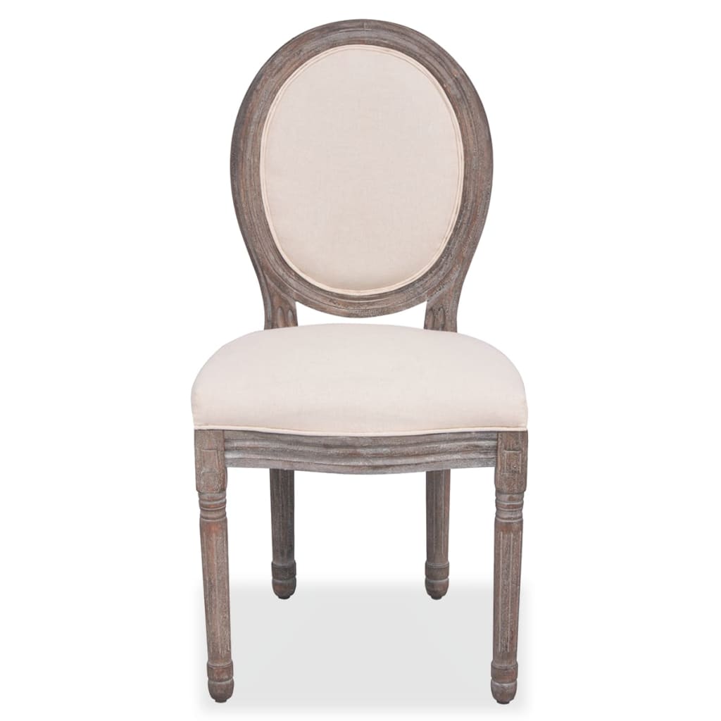 Cadeiras de jantar 2 pcs tecido cor creme