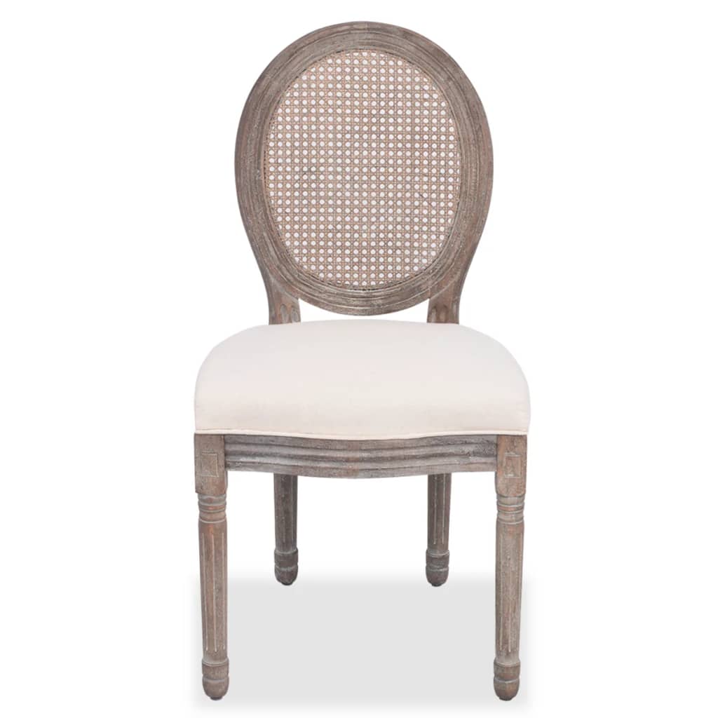 Cadeiras de jantar 2 pcs tecido cor creme