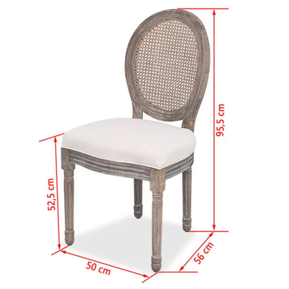 Cadeiras de jantar 2 pcs tecido cor creme