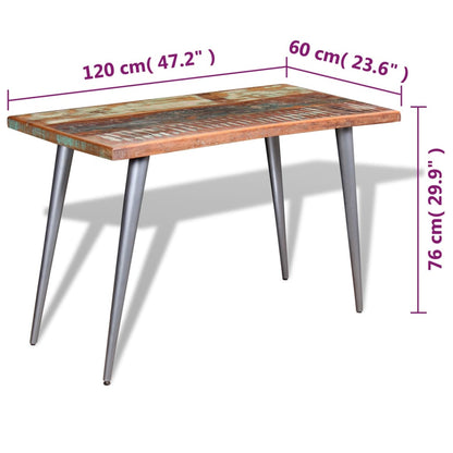 Mesa de jantar madeira reciclada maciça 120x60x76 cm