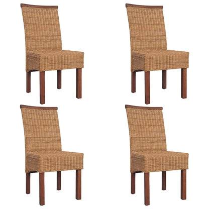 Cadeiras de jantar 4 pcs vime genuíno castanho