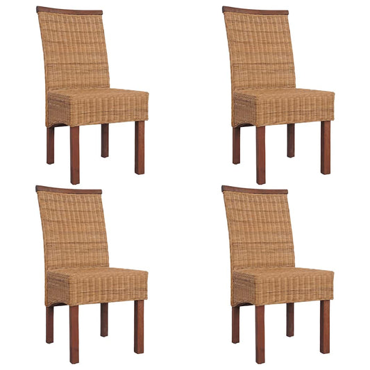 Cadeiras de jantar 4 pcs vime genuíno castanho