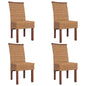 Cadeiras de jantar 4 pcs vime genuíno castanho
