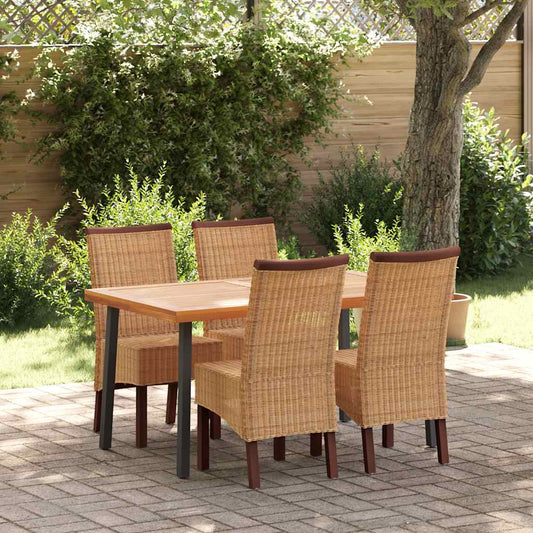 Cadeiras de jantar 4 pcs vime genuíno castanho