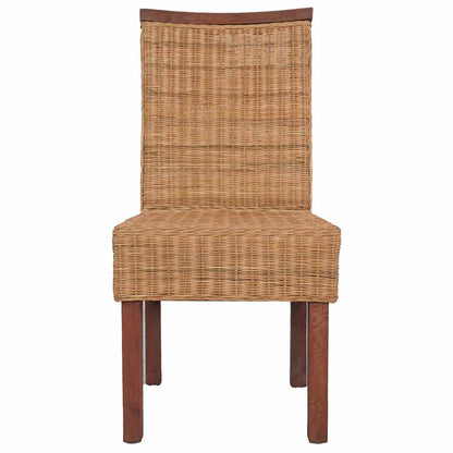 Cadeiras de jantar 4 pcs vime genuíno castanho