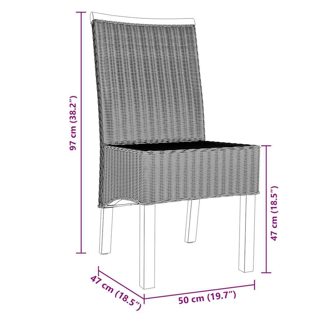 Cadeiras de jantar 6 pcs vime genuíno castanho