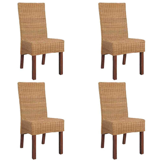Cadeiras de jantar 4 pcs vime genuíno castanho