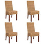 Cadeiras de jantar 4 pcs vime genuíno castanho