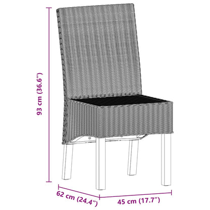 Cadeiras de jantar 4 pcs vime genuíno castanho