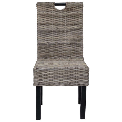 Cadeiras de jantar 4 pcs vime kubu e madeira de mangueira
