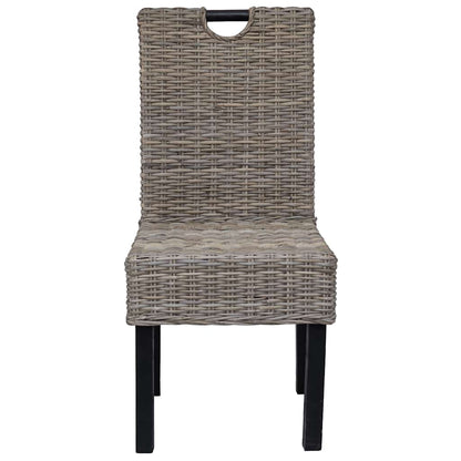 Cadeiras de jantar, 6 pcs, vime Kubu, madeira de mangueira