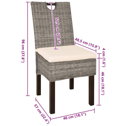 Cadeiras de jantar, 6 pcs, vime Kubu madeira de mangueira