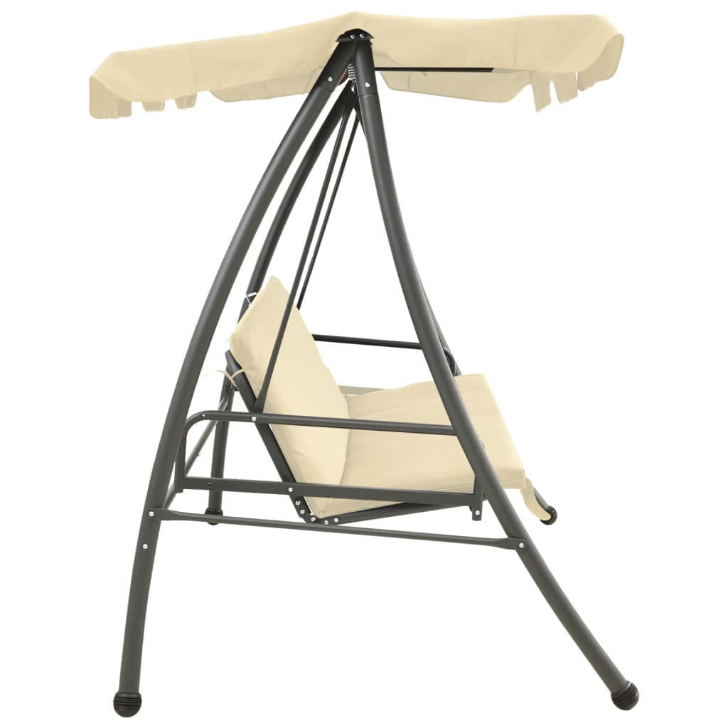 Baloiço de jardim com toldo branco areia