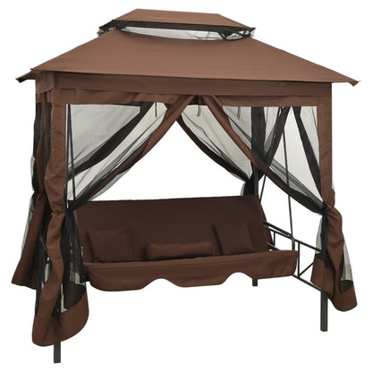 Gazebo com baloiço conversível cor café