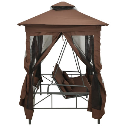 Gazebo com baloiço conversível cor café