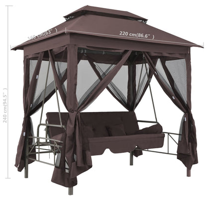 Gazebo com baloiço conversível cor café