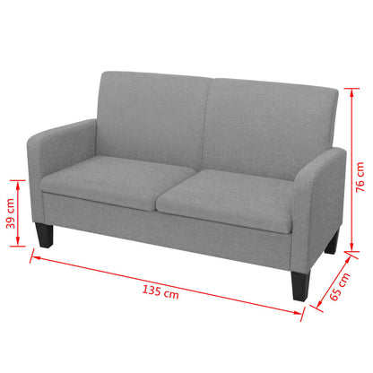 Sofá de 2 lugares 135x65x76 cm cinzento claro