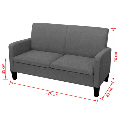 Sofá de 2 lugares 135x65x76 cm cinzento escuro