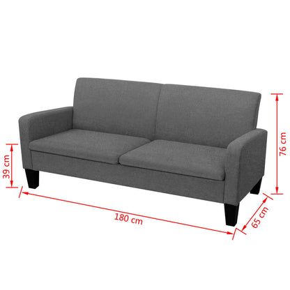 Sofá de 3 lugares 180x65x76 cm cinzento-escuro
