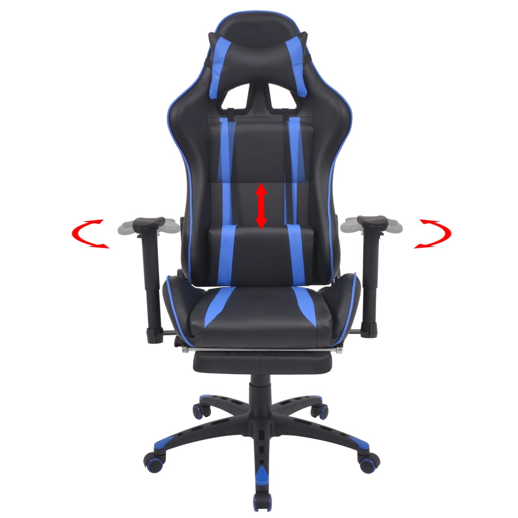 Cadeira escritório reclinável estilo corrida c/ apoio pés azul