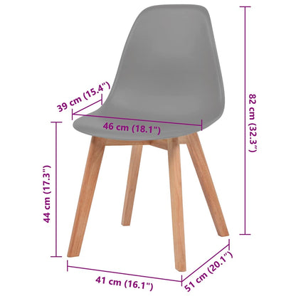 Cadeiras de jantar 6 pcs plástico cinzento