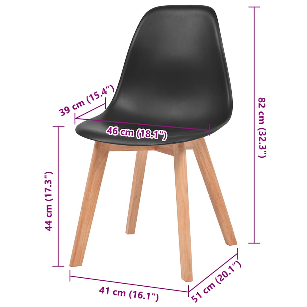 Cadeiras de jantar 2 pcs plástico preto