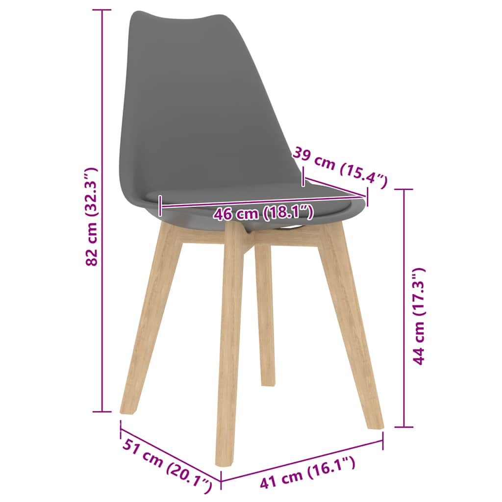 Cadeiras de jantar 2 pcs plástico cinzento