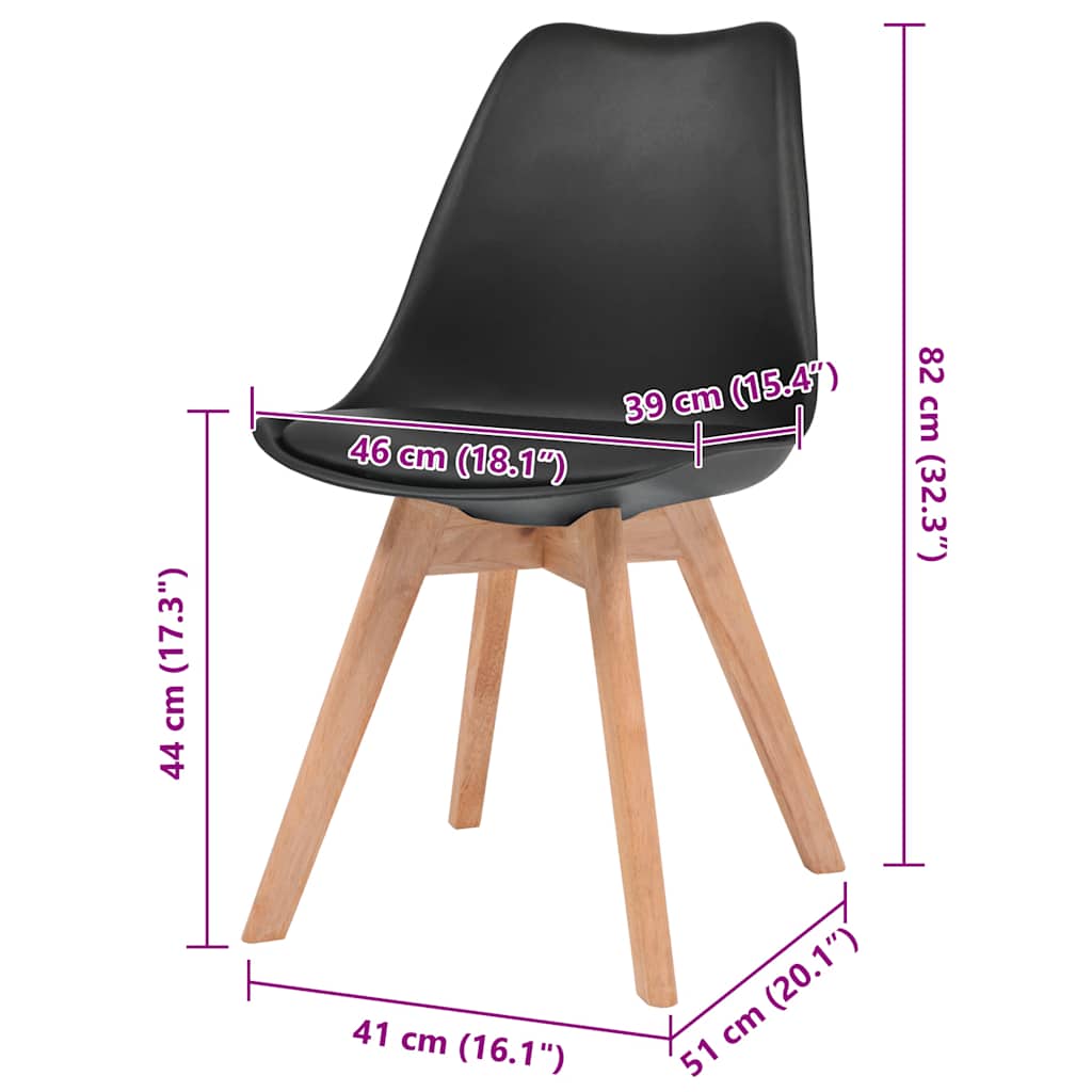 Cadeiras de jantar 4 pcs plástico preto