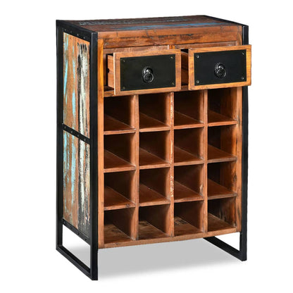 Garrafeira para 16 garrafas madeira reciclada maciça