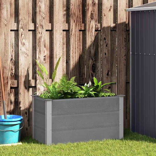 Canteiro elevado para jardim WPC 100x50x54 cm cinzento