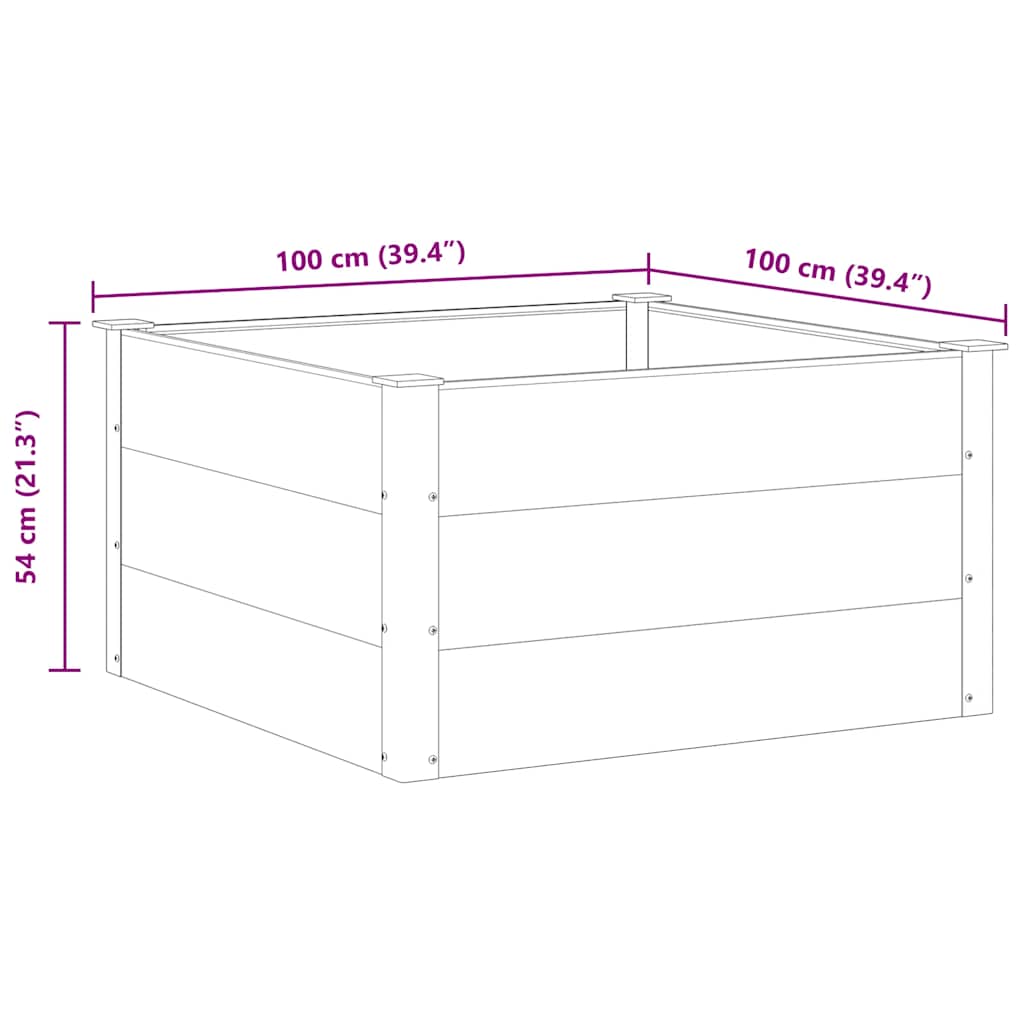 Canteiro elevado para jardim WPC 100x100x54 cm cinzento