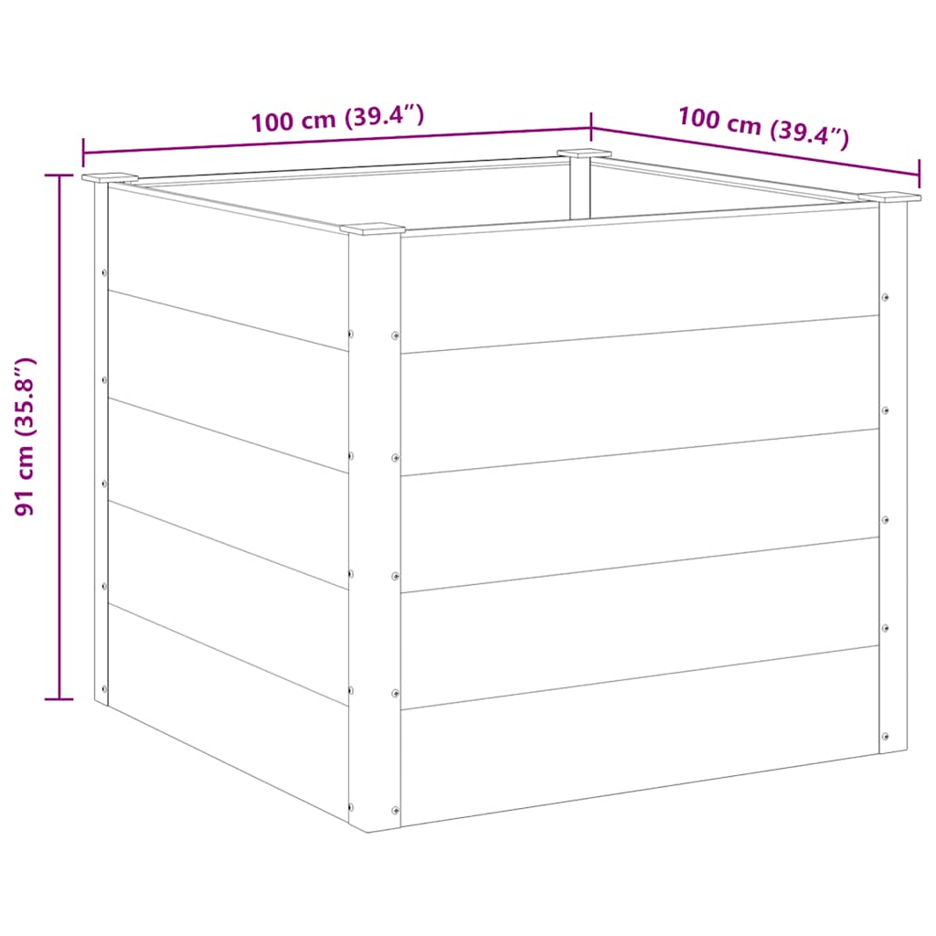 Canteiro elevado para jardim WPC 100x100x91 cm cinzento