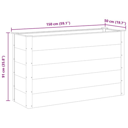 Canteiro elevado para jardim WPC 150x50x91 cm cinzento