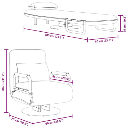 Cadeira giratória e sofá-cama tecido cinzento-claro