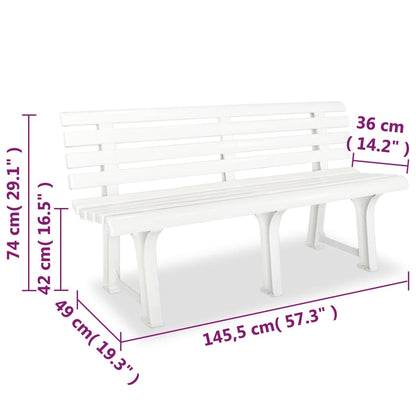 Banco de jardim 145,5 cm plástico branco