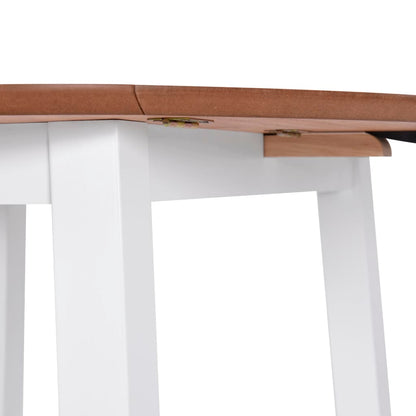 Mesa de jantar com abas rebatíveis redonda MDF branco