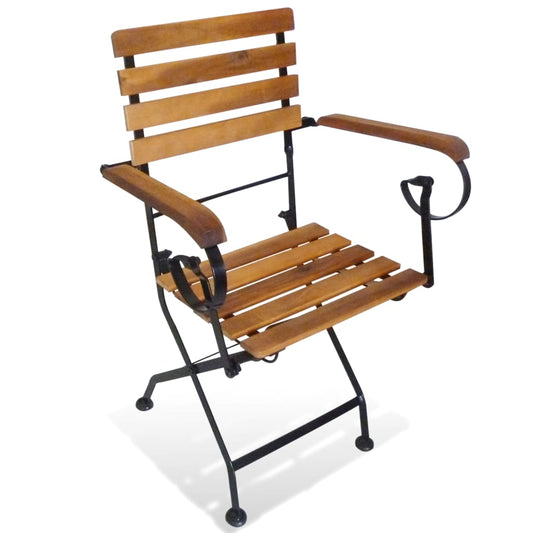 Cadeiras de jardim dobráveis 2 pcs aço e madeira acácia maciça
