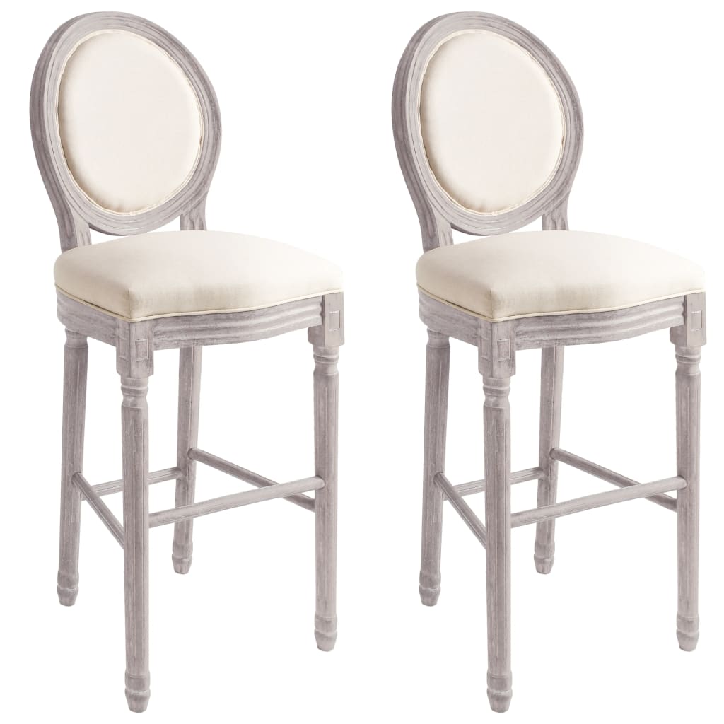Bancos de bar 2 pcs linho branco