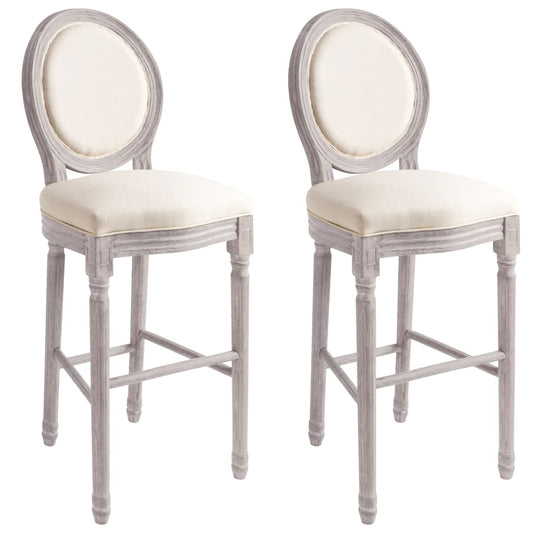 Bancos de bar 2 pcs linho branco