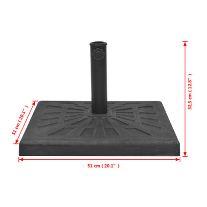 Base para guarda-sol em resina quadrado preto 19 kg