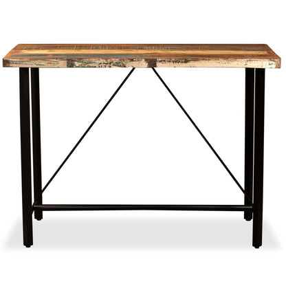 Mesa de bar em madeira reciclada maciça 120x60x107 cm