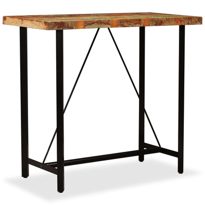 Mesa de bar em madeira reciclada maciça 120x60x107 cm