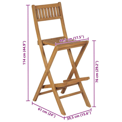 Bancos de bar exterior dobráveis 2 pcs madeira teca maciça