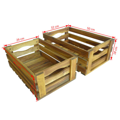 Conjunto de caixas para maçãs 2 pcs madeira de acácia maciça