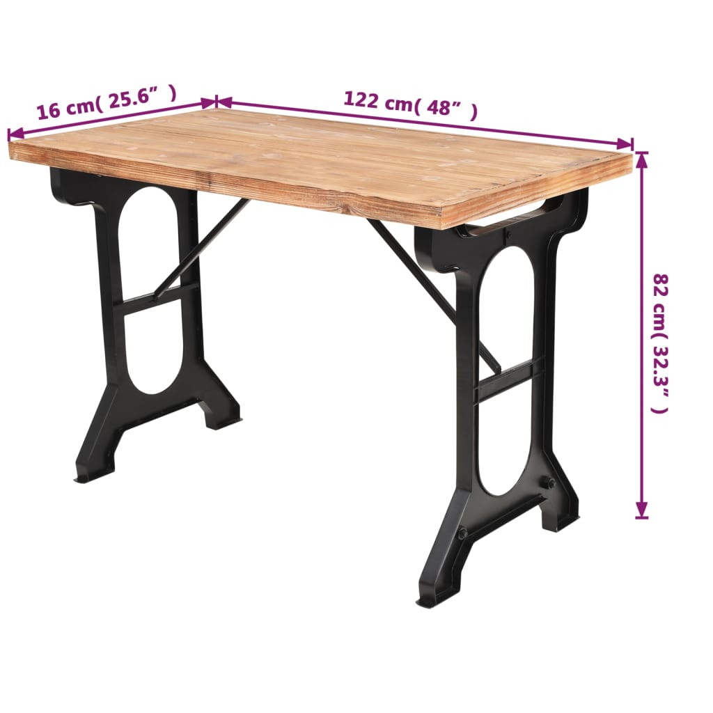 Mesa de jantar madeira de abeto maciça 122x65x82 cm