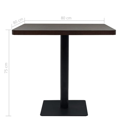 Mesa bistrô em MDF e aço quadrada 80x80x75 cm cinzento escuro