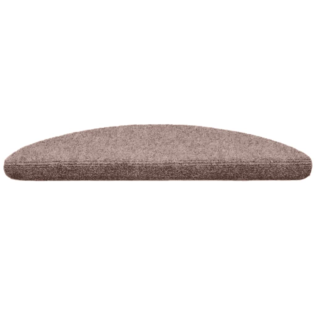 Tapetes de escada autoadesivos 15 peças 56x17x3 cm marrom claro meia-lua